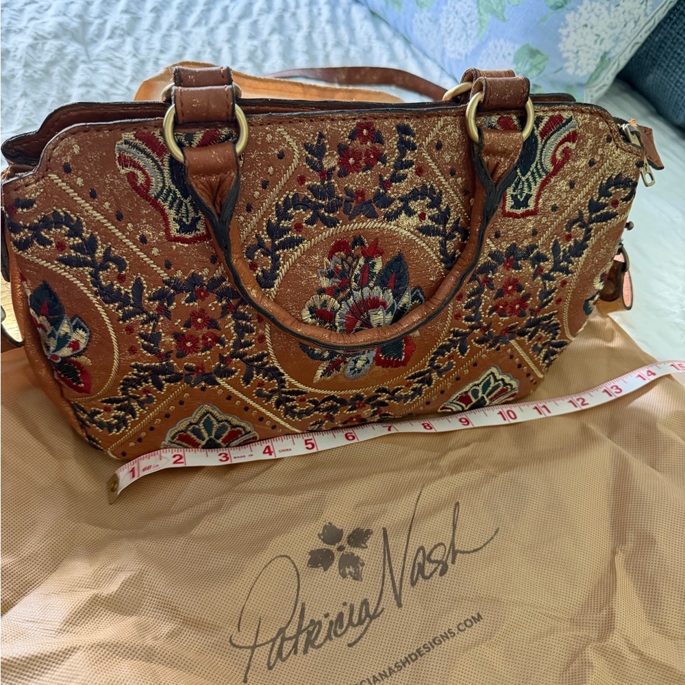 Patricia Nash Angelin Tan Embroidered Floral Bag
